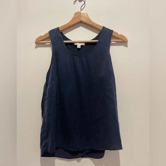 Lunya Navy Blue Washable 100% silk Tulip sleeveless Pajama top size XS EUC - Picture 1 of 6